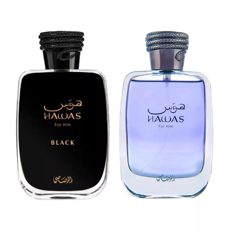 Rasasi Hawas for Men & Hawas Black Bundle Pack - 3.4 Oz Each