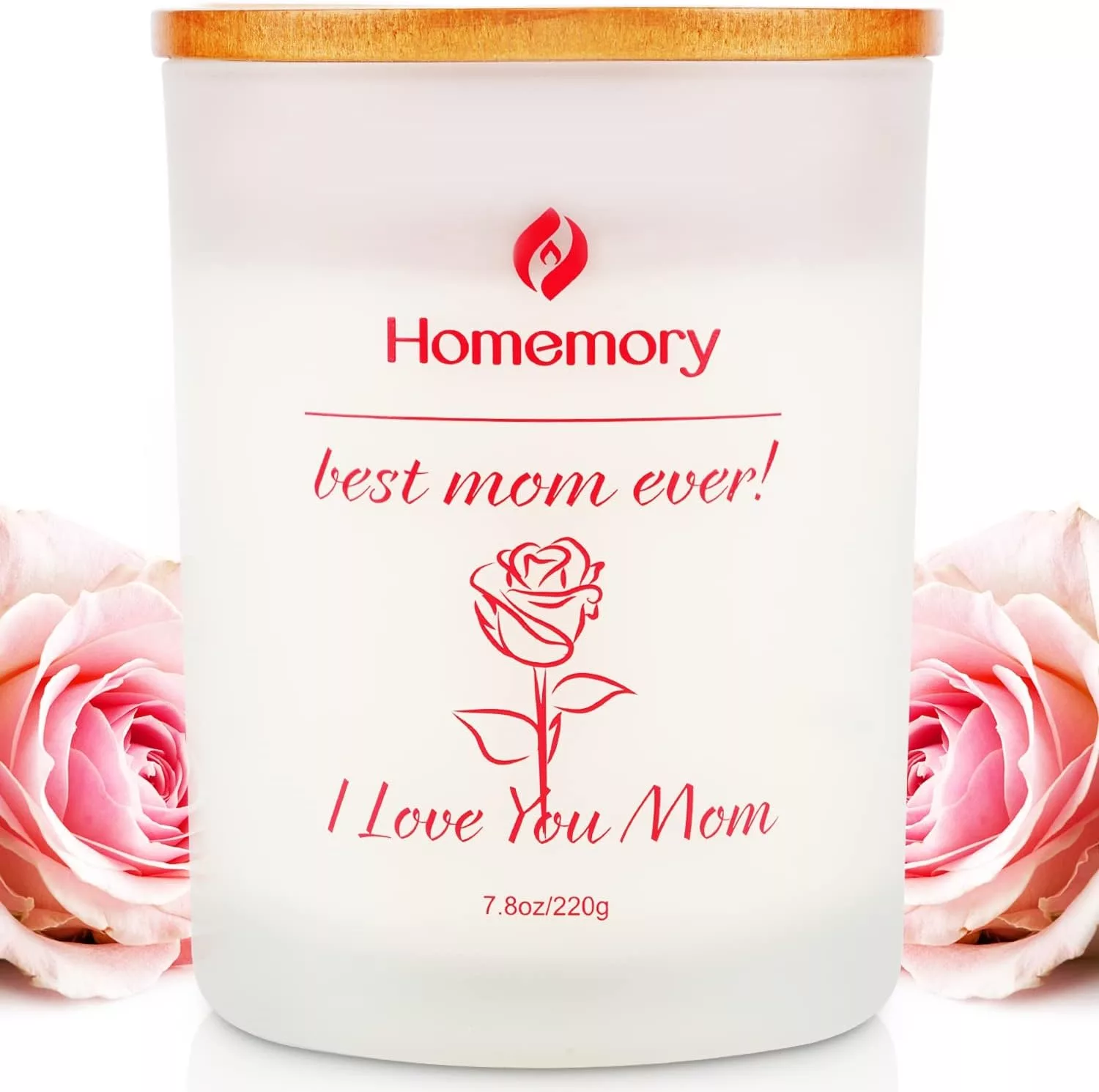 Rose Scented Candle for Moms - Premium Non-Toxic Soy Candle with Essential Oils, Aromatherapy Jar Candle (Rose, Jasmine, Lavender & Lilac) - Ideal Gift for Mother's Day